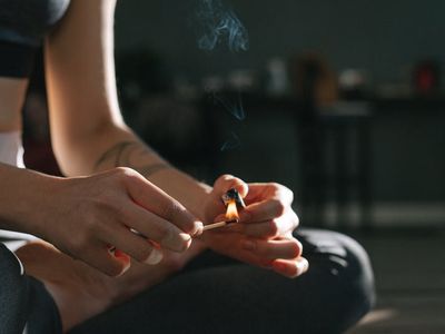 Incense burning in a minimalist yoga studio